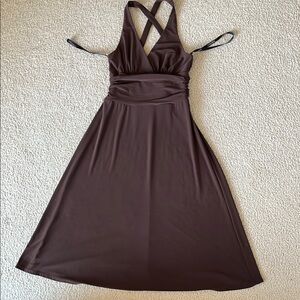 Elegant Brown Halter Dress